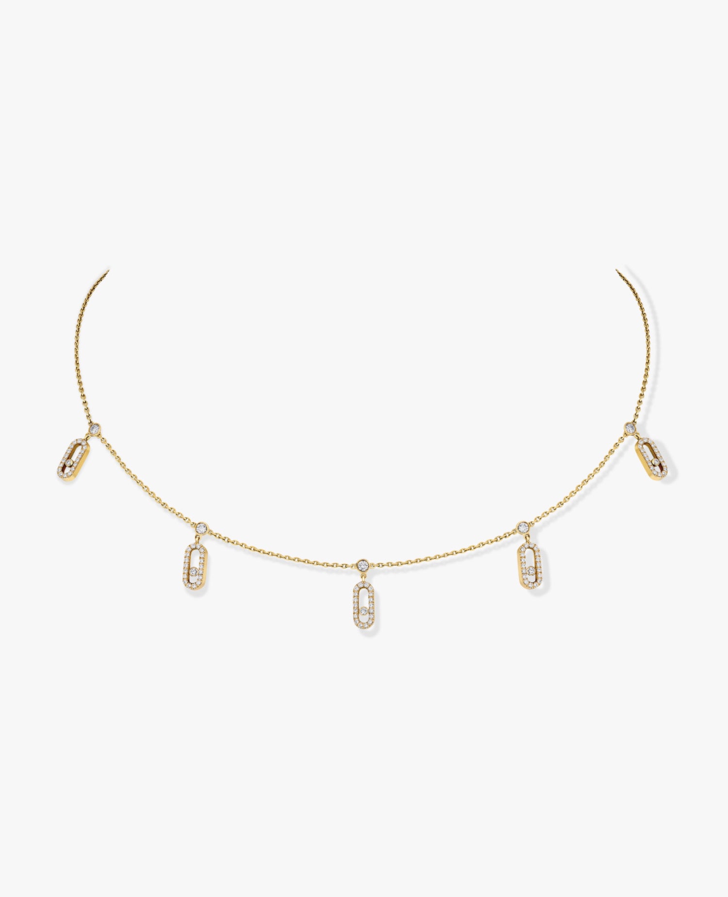 Messika Move Uno Pavé Uno Drop yellow gold Necklace